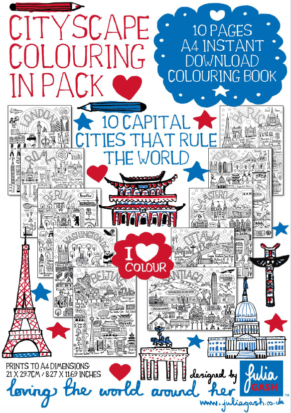 10 Capital Cities That Rule The World Colouring In eBook by Julia Gash